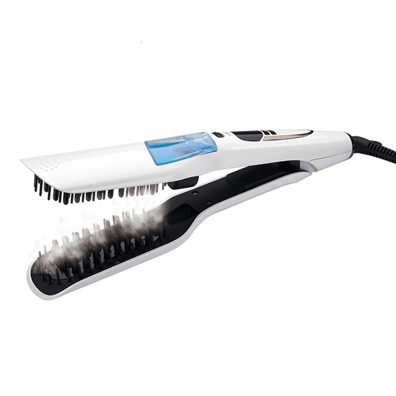Professional Hair Straightener Brush Heating Hair Combs Dual Voltage Curling Iron Steam Flat Iron 250314