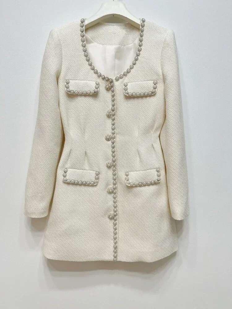 Women Round Neck Wool Long Sleeve Winter Warm Clothes Office Ladies Fashion Mini Dress