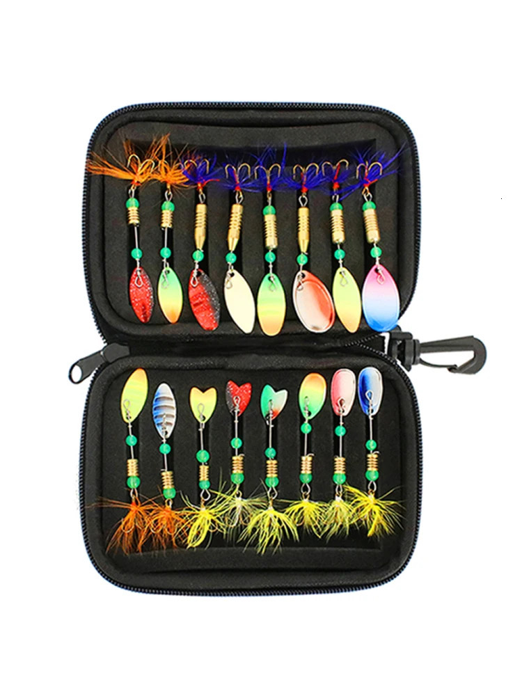 16pcs Fishing Spoons Lures Metal Baits Set for Trout Bass Casting Spinner Fishing Bait with Storage Bag Case 250314