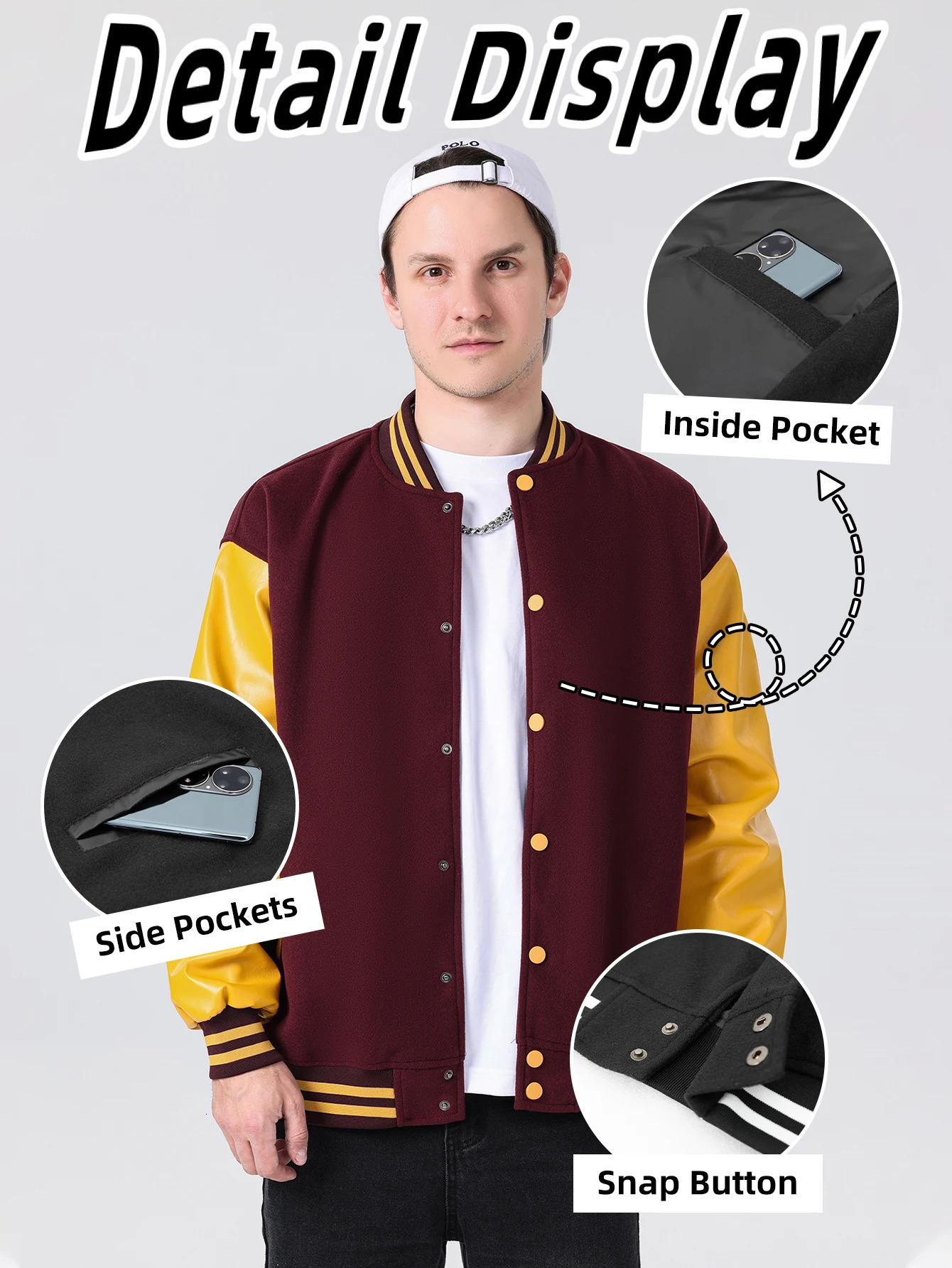 Mens Varsity Jackets Classic Baseball College High School WoolFaux Leather Bomber Jacket Unisex Colorful Club Outerwear Coats 250313