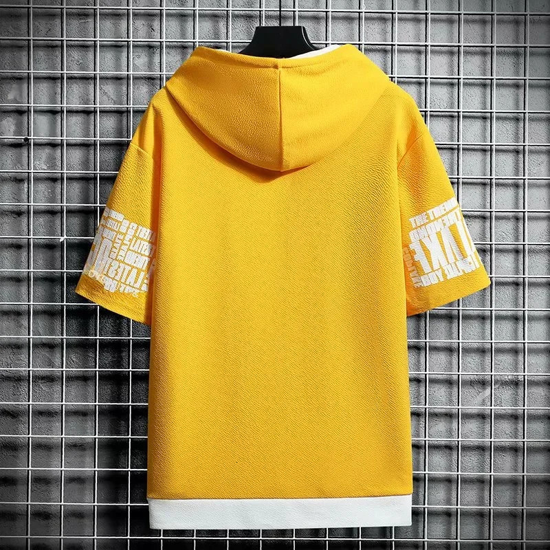 Summer Thin Mens Sports Suit 2-piece Set Casual Hooded Quick Dry Running Exercise Clothes Short Sleeve Shorts 250310