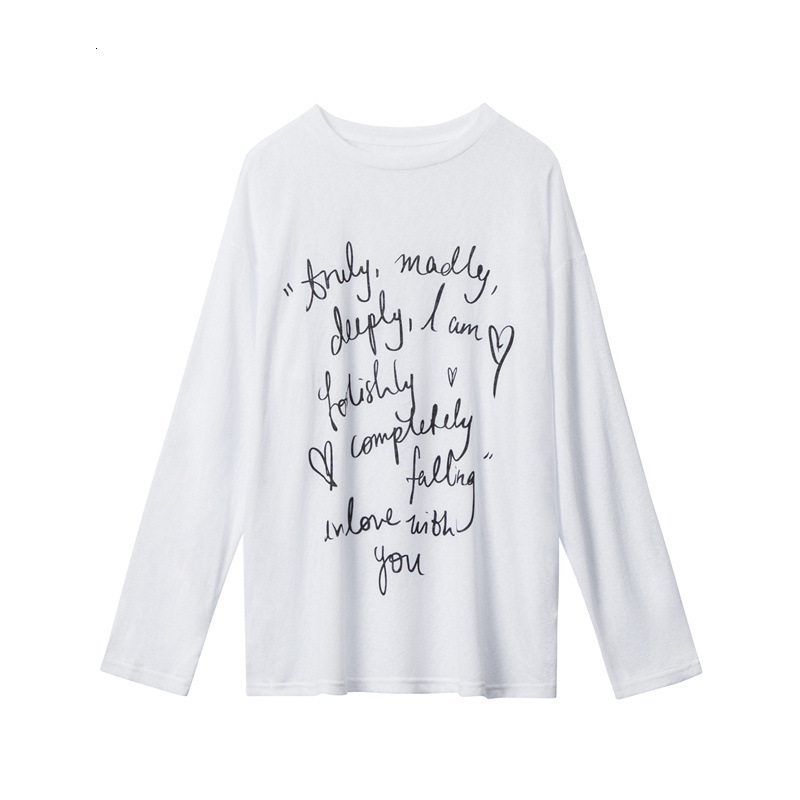 Nariele Autumn New 2025 Letter Printed Loose Couple T-Shirt Niche Trendy Brand Versatile Top