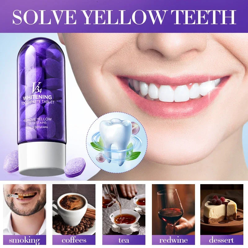 V34 Teeth Whitening Toothpaste 5D Tooth Whitener Strips Oral Hygiene Cleaning Dental Bleaching Tools Fresh Breath Dentistry Care 250314