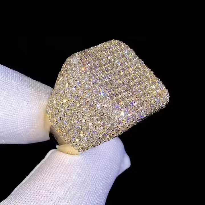Iced Out Unisex Sterling Silver Moissanite Diamond Ring Latest Vintage Design for Wedding Gift For Women