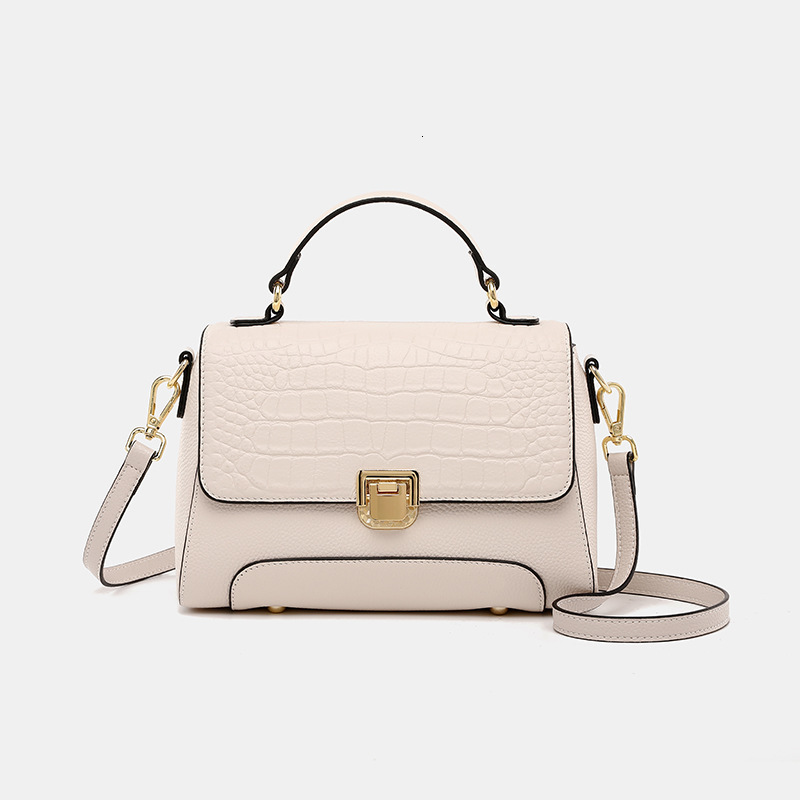 Genuine Leather Crocodile Pattern Top Layer Cowhide Shoulder 2024 New Trend Commuting Shopping High-End Feel Hand-Held Crossbody Bag