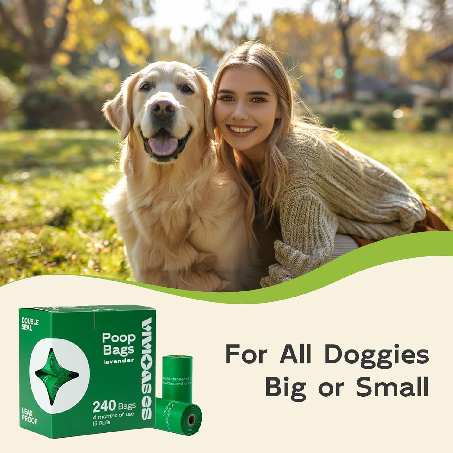 240 dog feces bags, 9 x 13 inches (approximately 22.9 x 33.0 cm) dog feces bag, 100% leak proof and sturdy dog feces bag, pet garbage bag, lavender, f