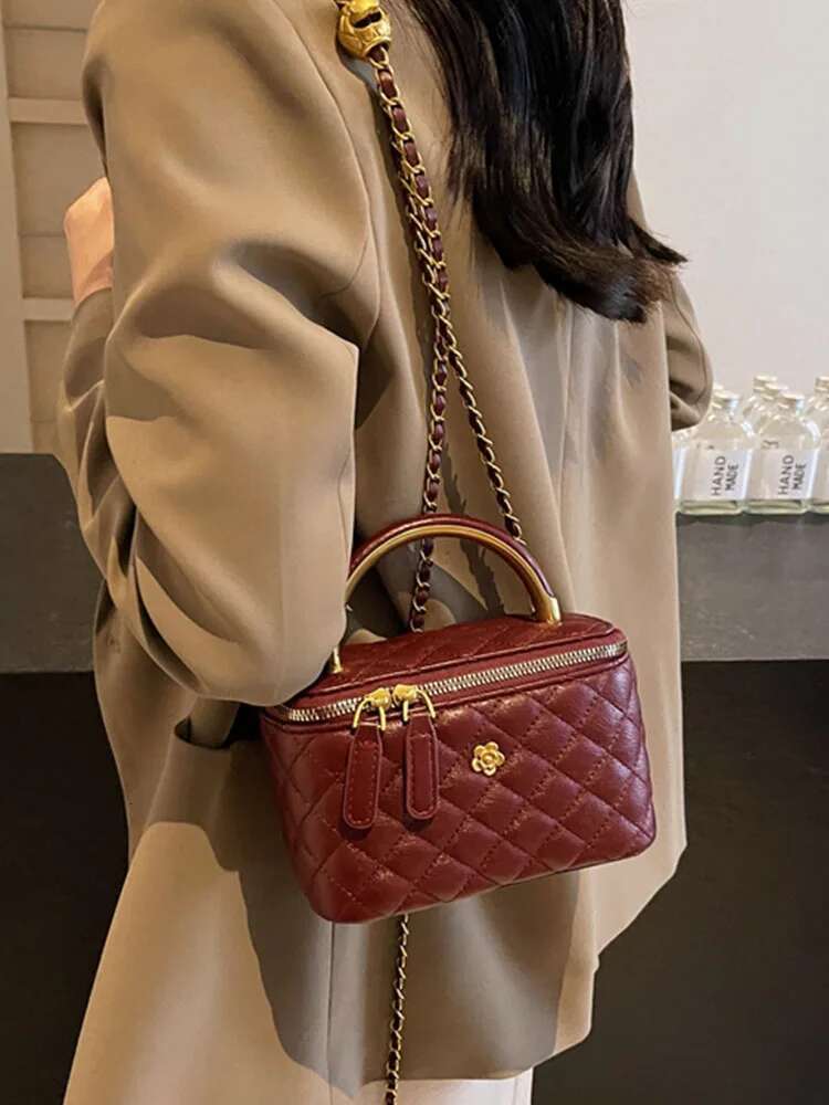 Hand-Carrying Fashion Box Famous Brand Light Designer New Rhombus Small Square High-End One-Shoulder Women's Bag