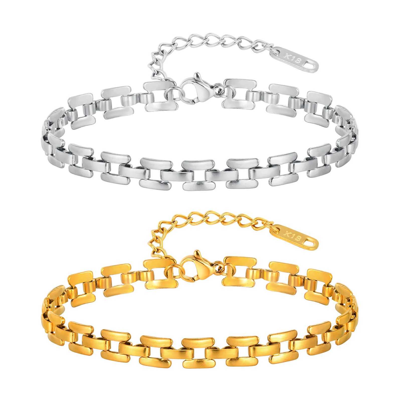 Square Hollow Link Chain Bracelet for Women Brand Style Stainls Steel Hypoallergenic Minimalist JewelryXJ250315