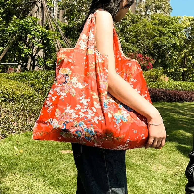 Printing Large Reusable Grocery Shopping Bag Ladies Tote 50lb Fashion Pocket Shoulder Bag Foldable Eco Bag Washable Travel 250311