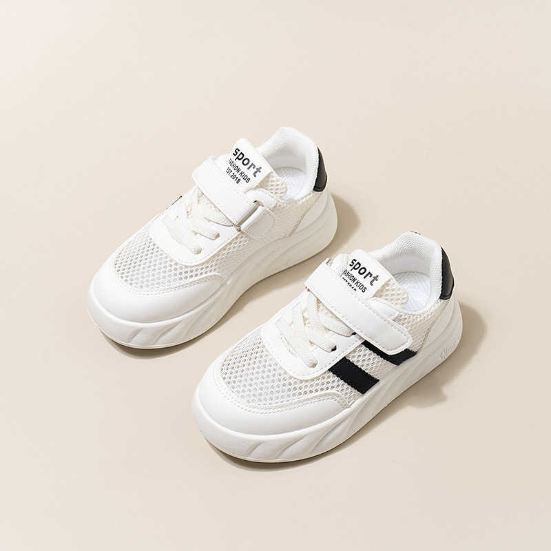 Athletic Outdoor Childrens summer mesh shoes with breathable mesh surface 2025 new girls sports shoes anti slip soft sole student white shoes summer v