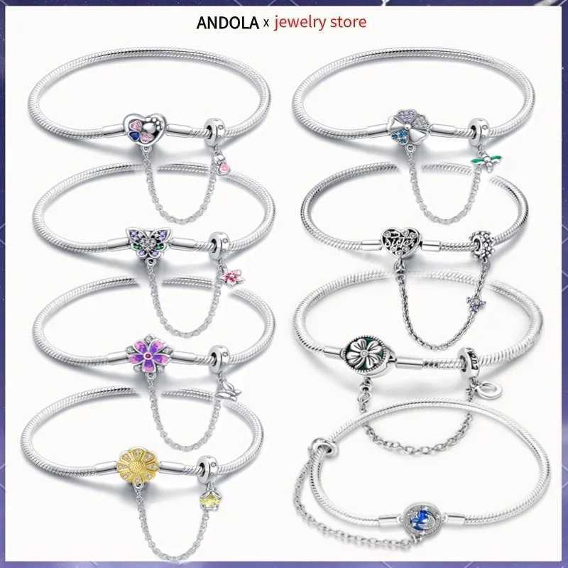 925 Silver Spring Bracelet Series Flower Snake Bone Bracelet Womens Fashion JewelryXJ250315