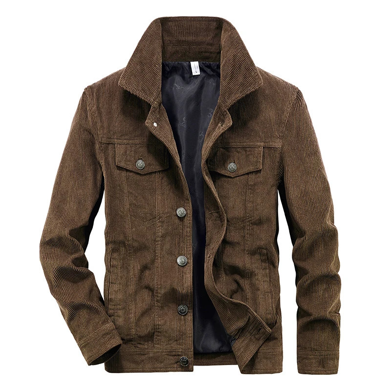 Spring and Autumn Mens Fashion Leisure Outdoor Sports Retro Corduroy Coat Mountain Clothing Cotton Jacket 250313