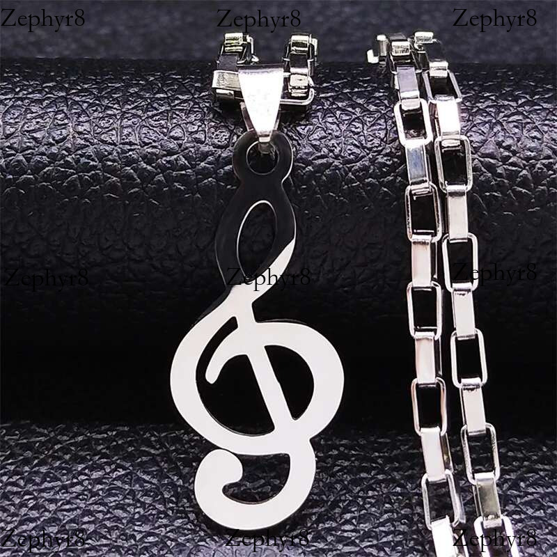 2025 New model Music Note Stainless Steel Pendants Necklaces for Womne/Men Sier Color Punk Rock Musical Chain Boyfriend Gift Jewelry N1143S06