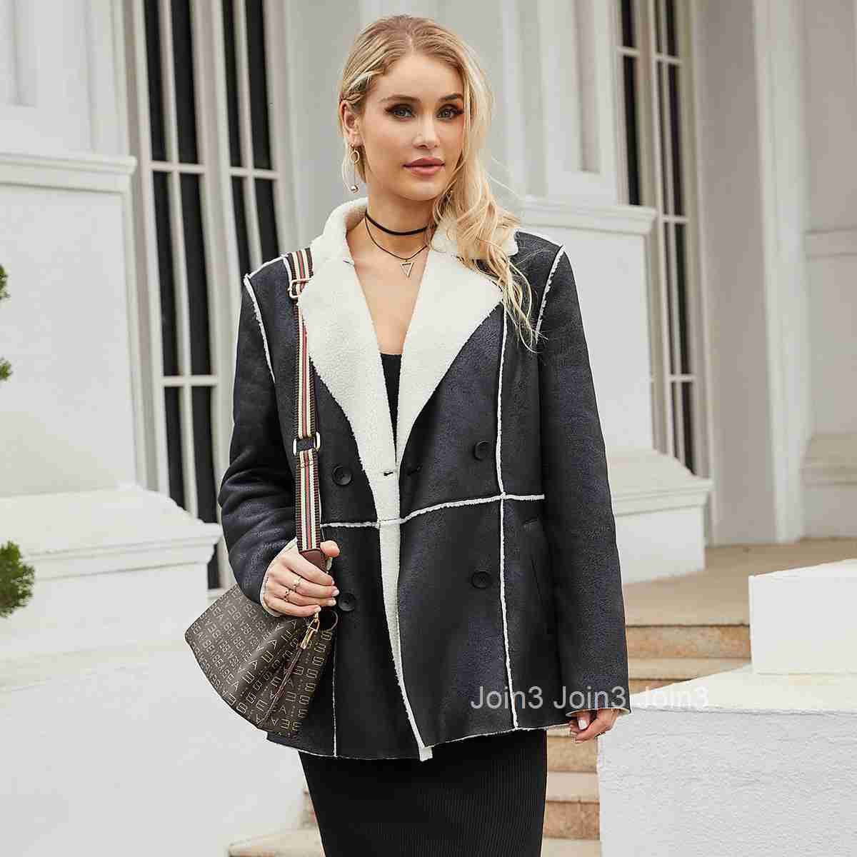 Fashion New Fur Integrated Lapel and Plush Fur Coat for Women in Autumn and Winter Medium Length Coat Suede Coat for Women