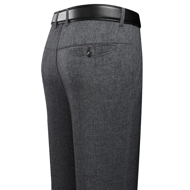 Mens Trousers Business Casual Pants Autumn Spring Dress Straight Black Suit Loose Formal 250313
