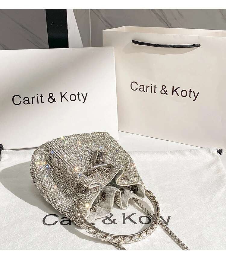 Rhies Dia Evening Clutch Designer Metal Ring Women's Handbag Wedding Party Bg Bucket Purse Shoulder Bag