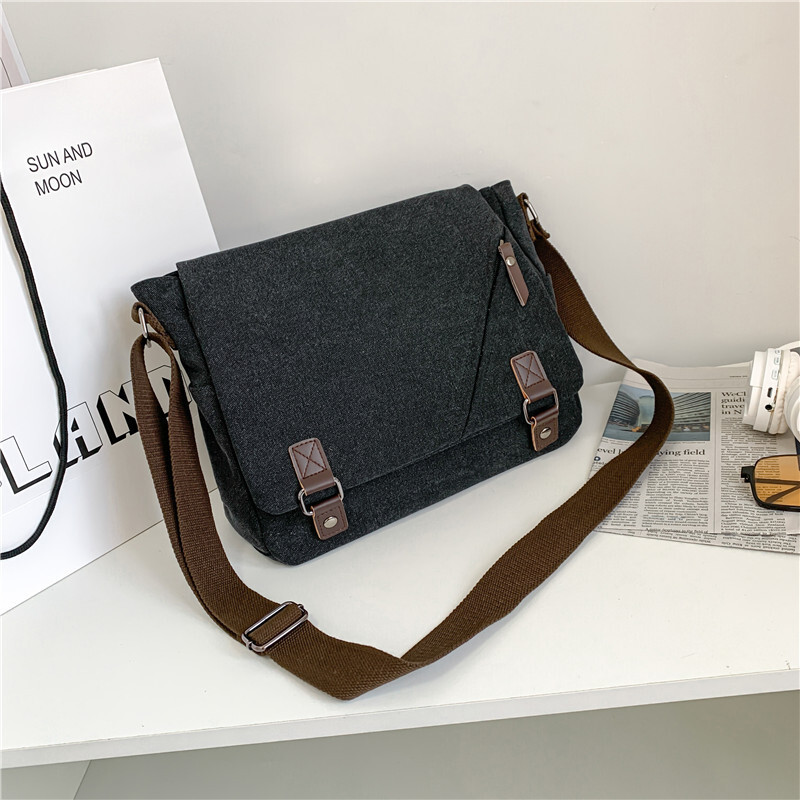 designer bag Academy canvas trendy men's workwear casual shoulder large capacity messenger crossbody bag, horizontal style backpack