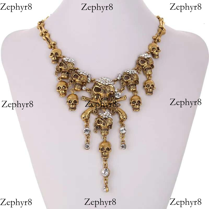 Classic Vintage Pirate Skeleton Skull Choker Necklace Pendant For Women Men Retro Rhie Biker Gothic Punk Party Jewelry