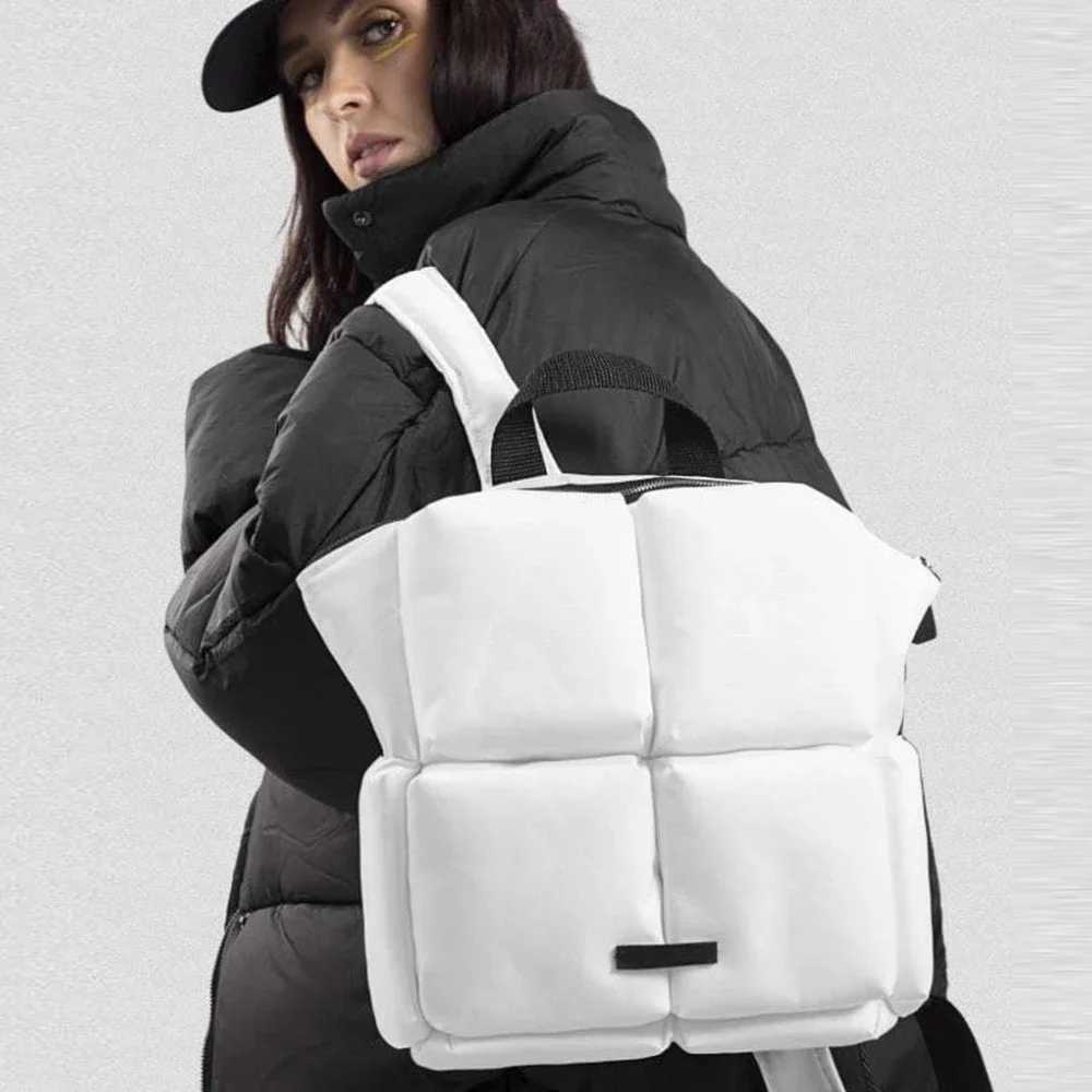 New Arrival Fashion designer womens backpack winter quilted shoulder bag womens space cushion handbag large travel bag unisex fashion T250315