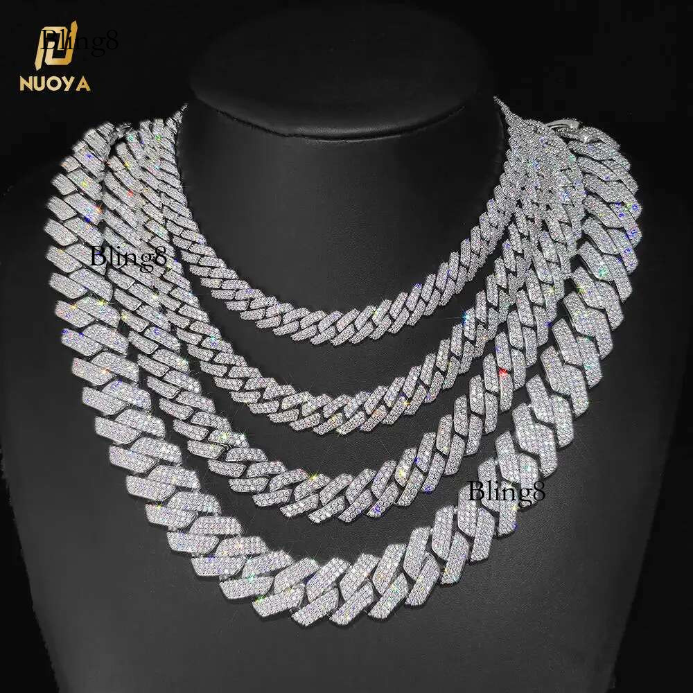 2025 Drop Shipping Hip Hop Cuban k Chain Necklace Sier/ Gold Plated 10/12/14/15/20mm Iced Out Dia CZ Gift for Him/Her