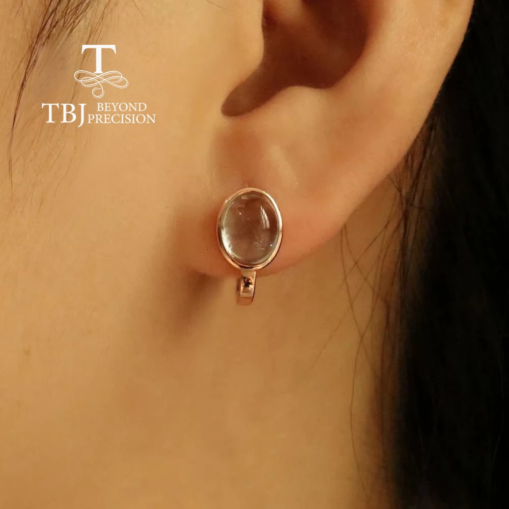 Natural sky blue yellow jade oval 7 * 9mm earrings 925 sterling silver simple style womens exquisite accessories 250314