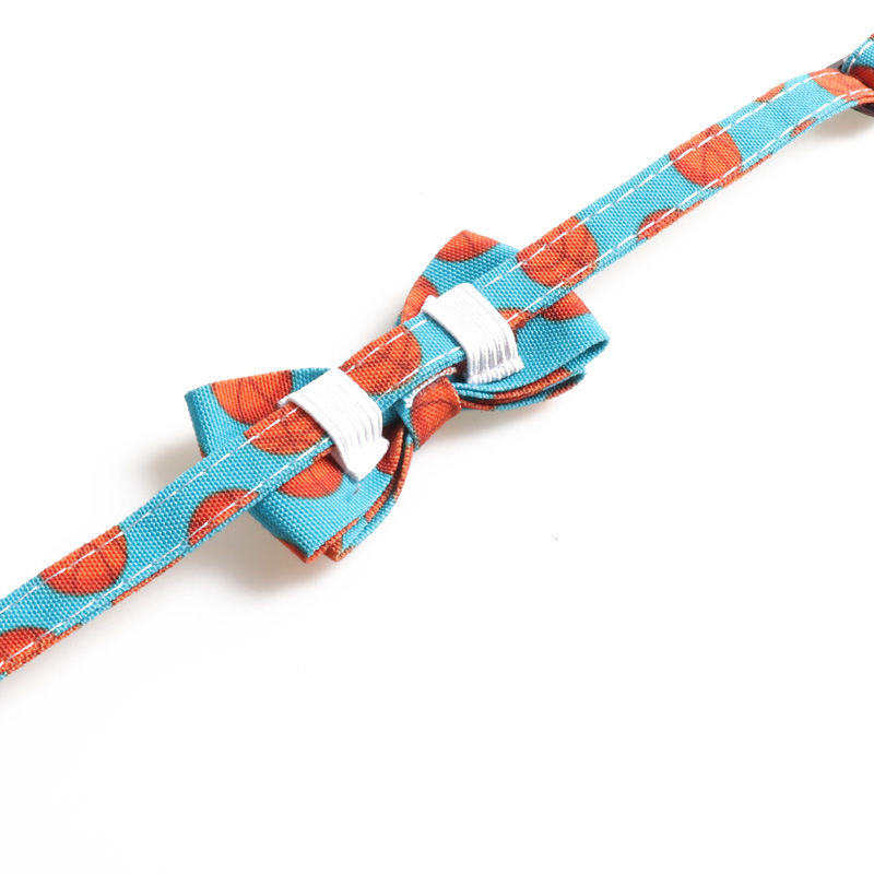 Interesting Prints Cat Collar with Bell Breakaway Bowtie, Adjustable Kitty Tie for Male Female Cats, Football Pattern Summer Cat Collar for Boy Girl C