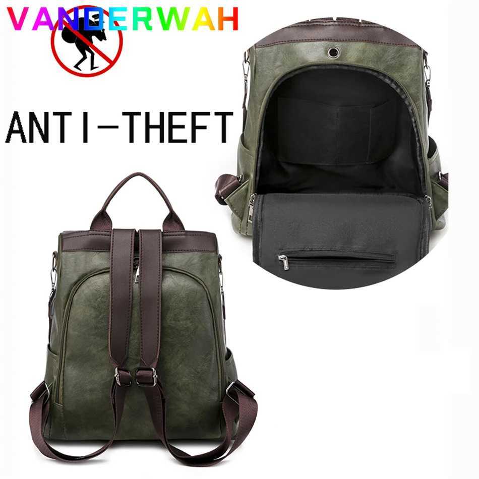 Womens leather backpack 3-in-1 womens anti-theft backpack teenage girl travel backpack Mochila Feminina Z250315