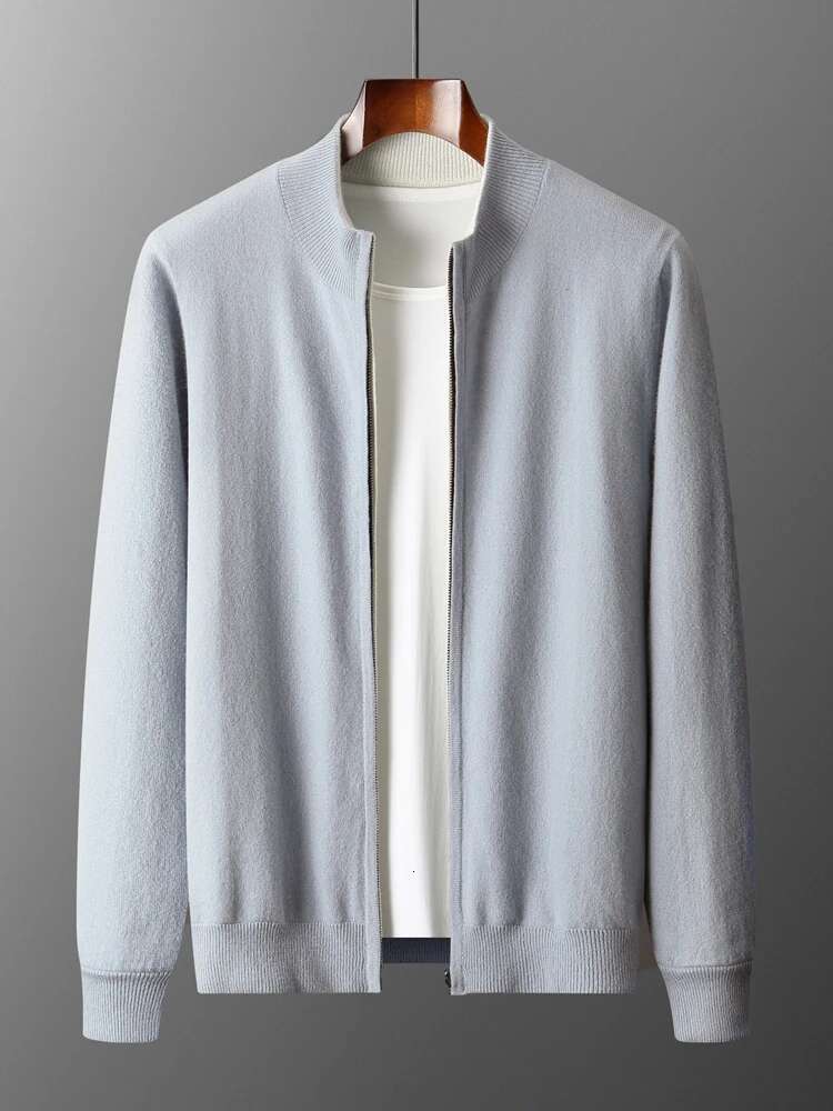 Yoyoselect Men 100% Cashmere Sweatercoat Autumn Winter Double Side Wear Cardigan Casual Smart Coat Knitwear Zipper Tops