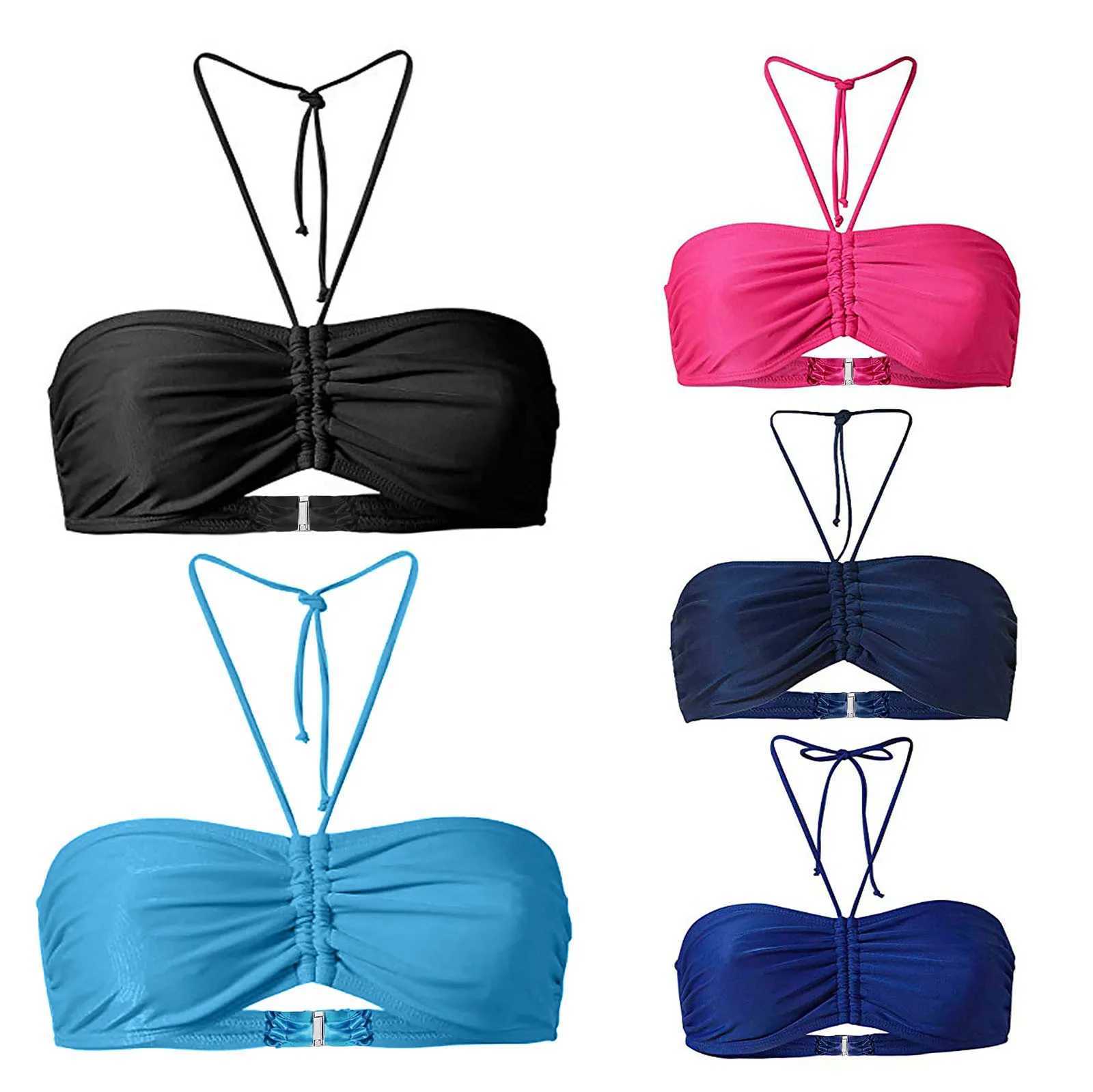 Womens summer bikini top mix and match with solid color bikini Bandeau top swimsuit beach wear swimsuit topXJ250315
