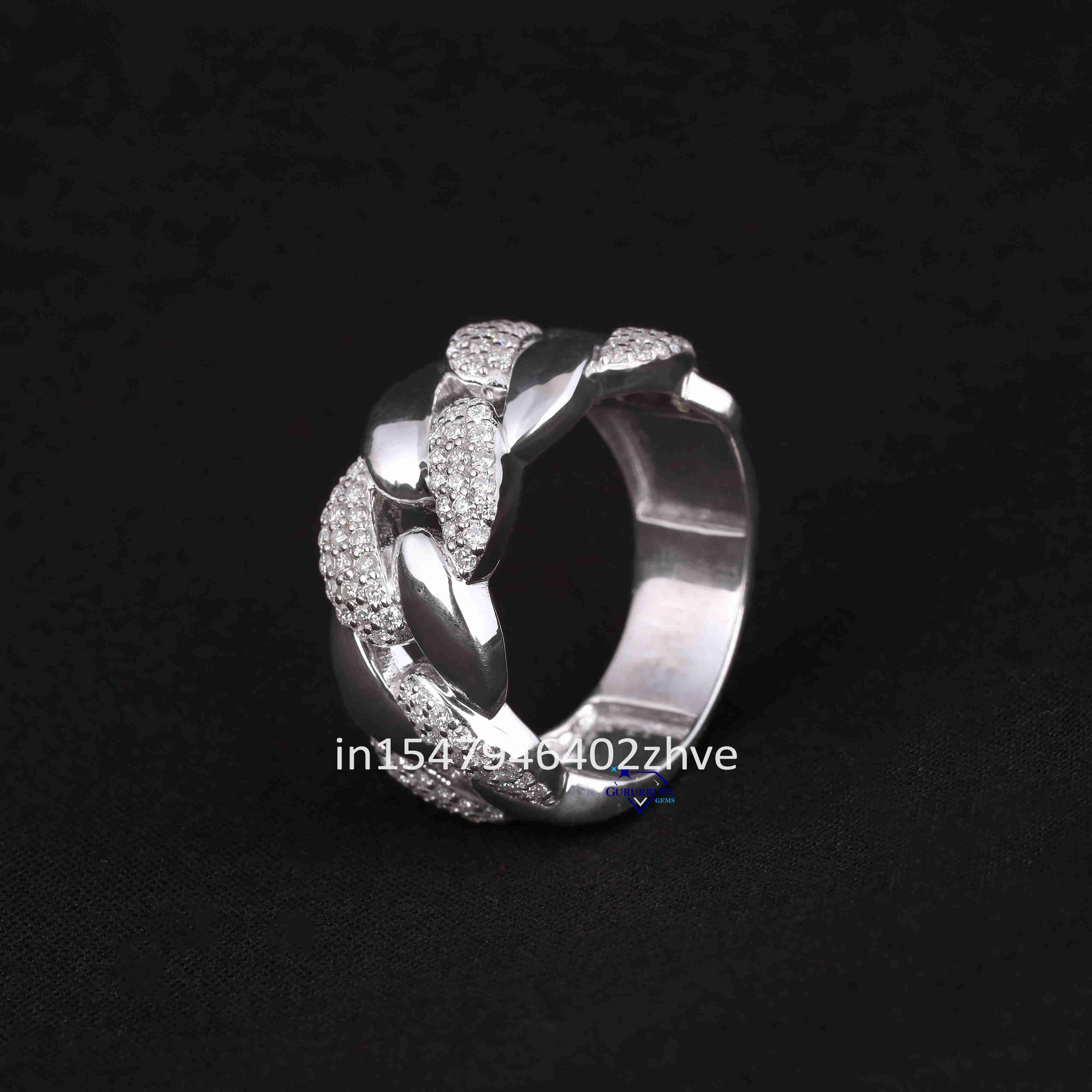 Fine Jewelry Wholesale 925 Sterling Silver Cuban Ring Iced Out High Quality Moissanite Hip Hop Diamond Band Ring for Men Women