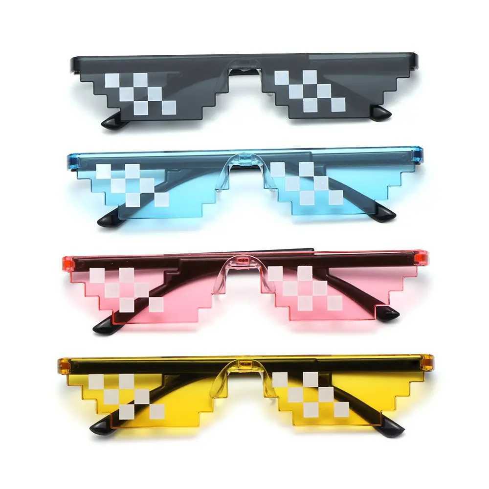 Newly designed fun mosaic sunglasses for gangsters daily life pixel black retro player robot sunglasses Birtay party role-playing discounts W250315