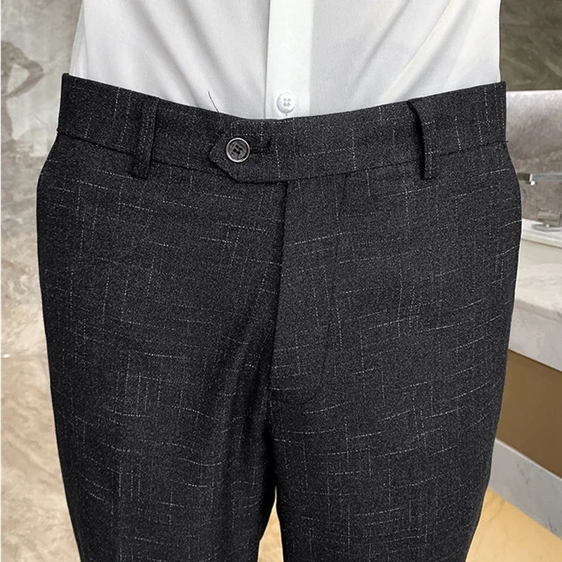 Blue mens striped suit pants fashionable ultrathin Trouser suitable for business office interview casual Asian sizes 2938 250313