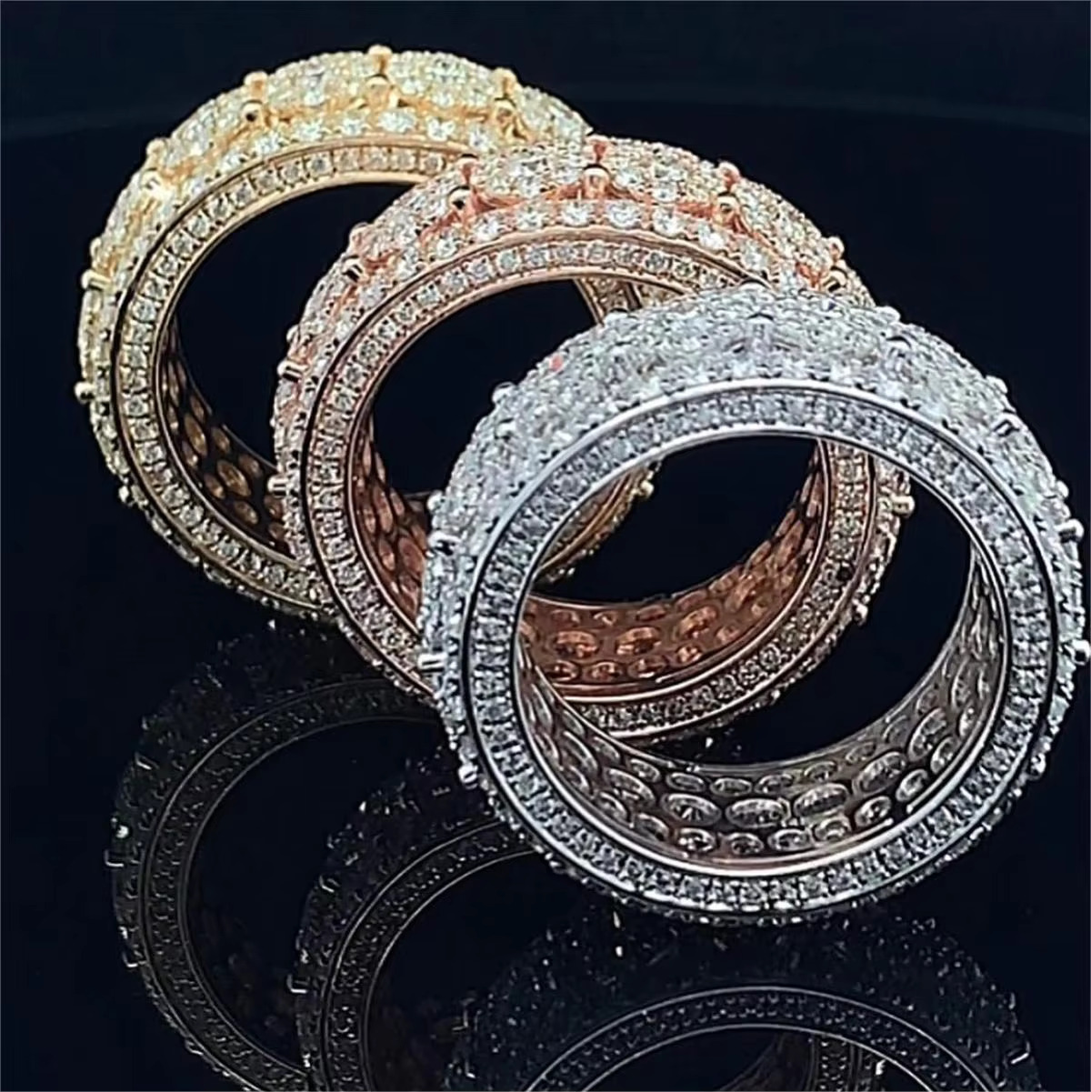 Factory Price Wholesale Custom 925 Silver Jewelry Hip Hop Iced Out Moissanite Rings