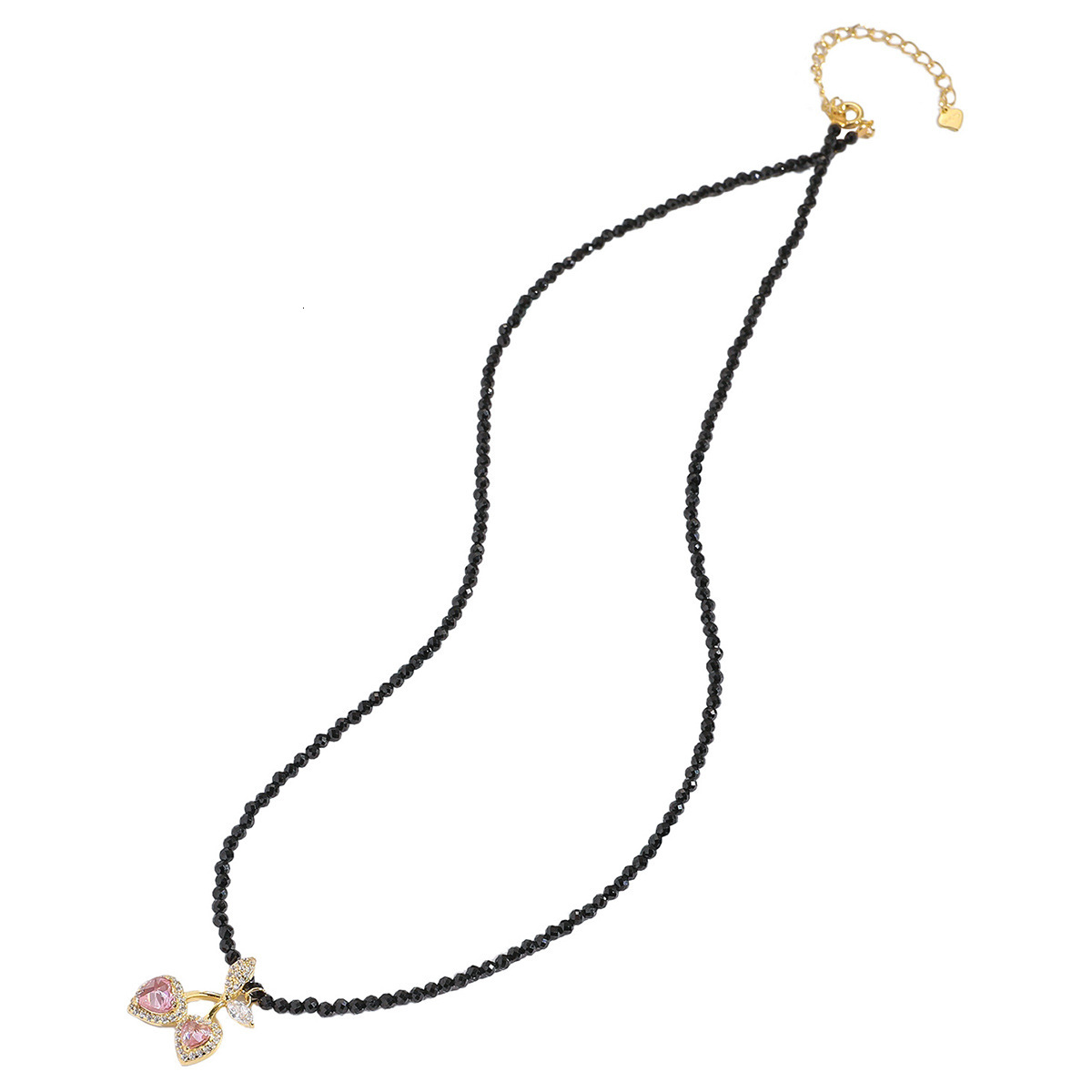 S925 Silver Necklace Women's New Japanese And Korean Fashion Love Crystal Beaded Necklace Niche Design Cherry Collarbone Chain