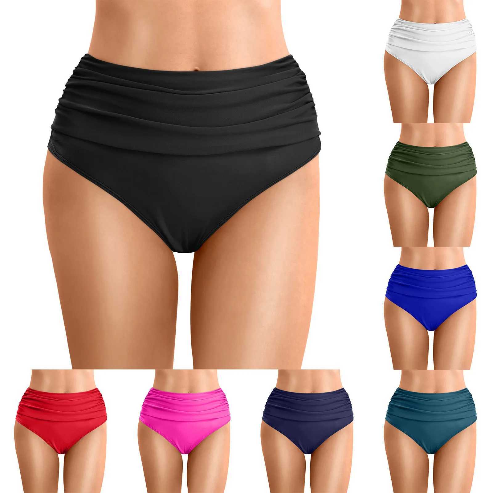 swimsuit women 2024 Women Plus Size High Waist Bikini Bottoms Swim Bris Beach Shorts Ruched Bottom High swimsuit womenXJ250315