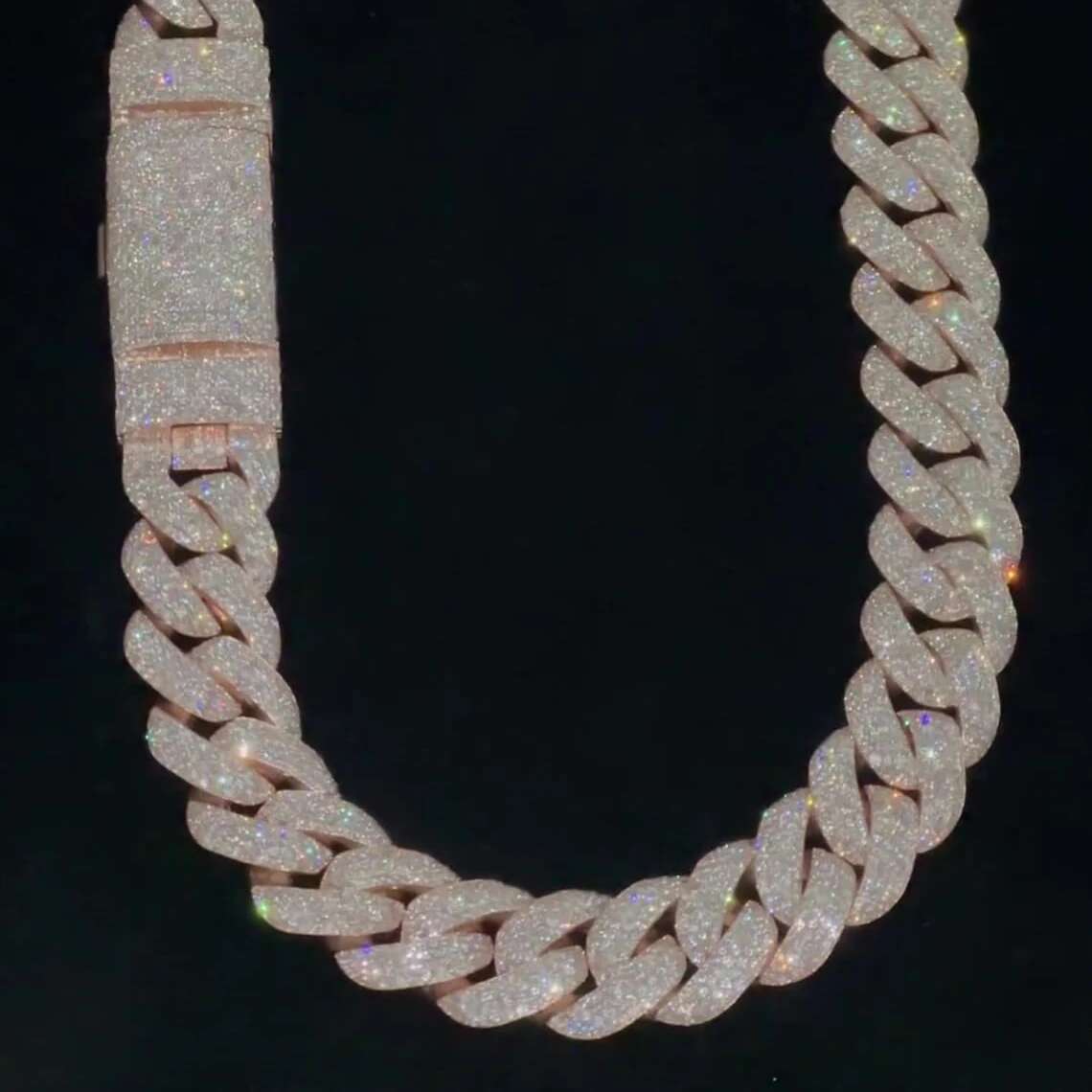 Heavy Miami VVS Rose Gold Plated Iced Out Moissanite Cuban k Chain