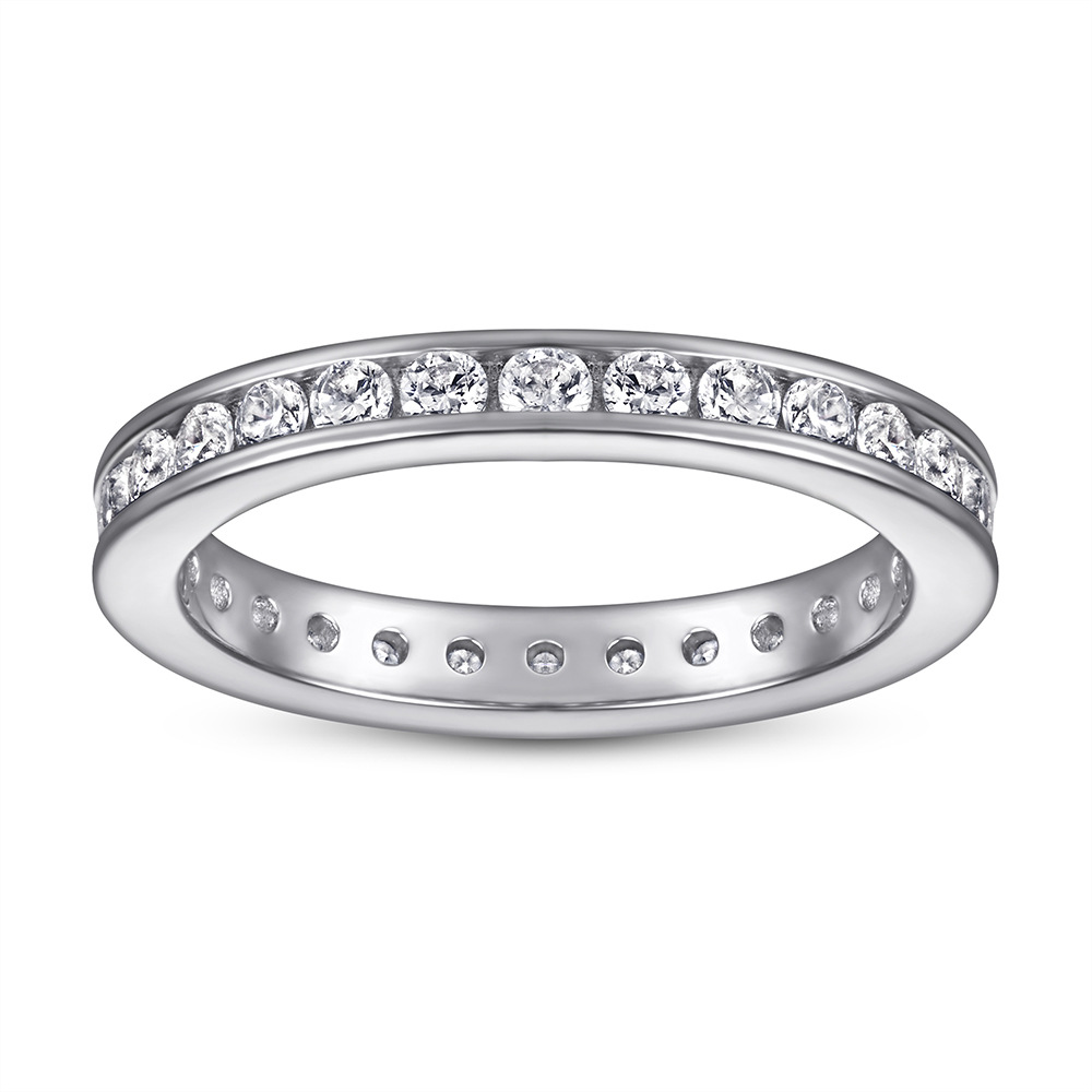 Choucong 2025 Ins Top Sell Sweet Cute Simple Fine Jewelry Real 100% 925 Sterling Silver 2MM Round Cut White Moissanite Diamond Party Women Wedding Ban