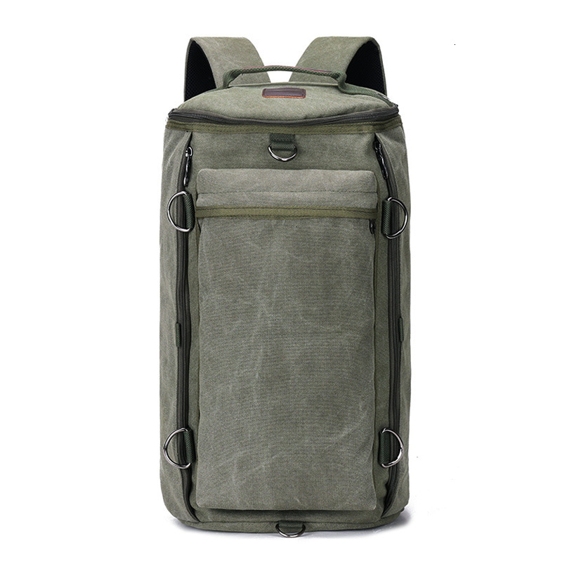 Fashionable bag, large capacity men's outdoor travel sports cylindrical backpack, trendy canvas backpack