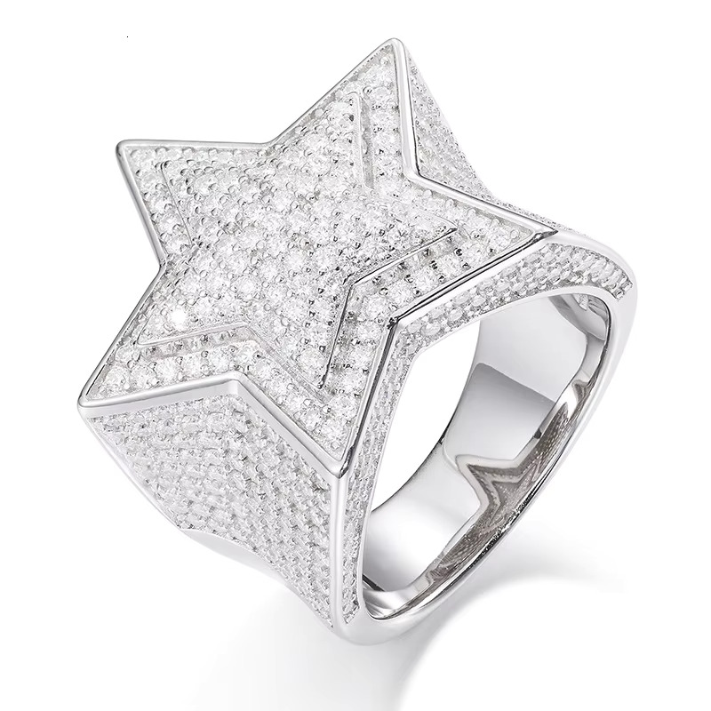 Ready to Ship Drop Shipping Hip Hop Gra Certificated Vvs baguette Moissanite Cross Iced Out Ring Men