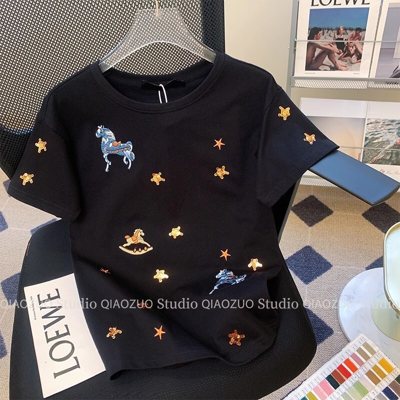Outlets~American Style Design, Niche Short Sleeved T-Shirt, Women's Summer Chic Loose Top