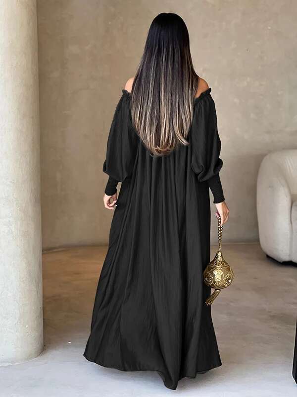 Modigirl Elegant Evening Party Dress For Women Clothing 2025 Spring Summer Puff Sleeves H-E Loose Plus Size Maxi Dresses 3Xl
