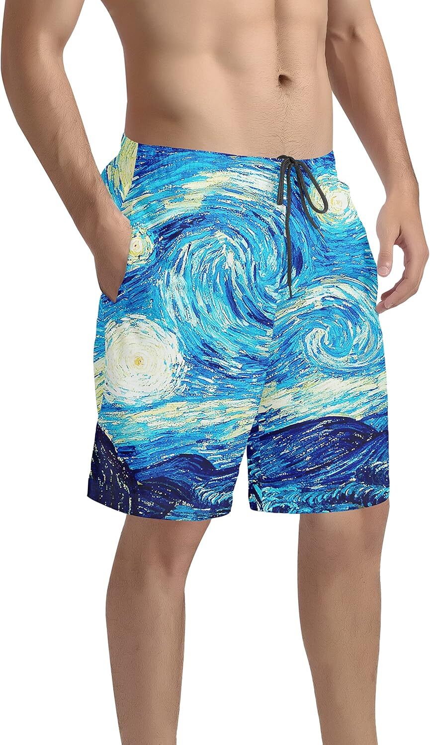 Men's Swim Trunks Quick Dry 3D Print Beach Shorts Swimwear with Pockets