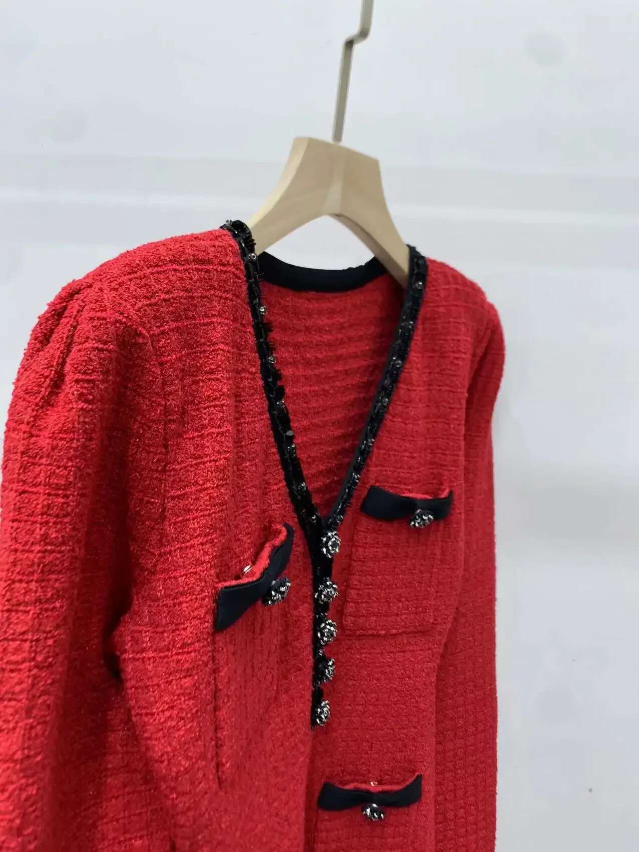 2024 Summer Women's V Neck Knitted Slim Fit Long Sleeve Pocket Office Ladies Elegant Mini Dress