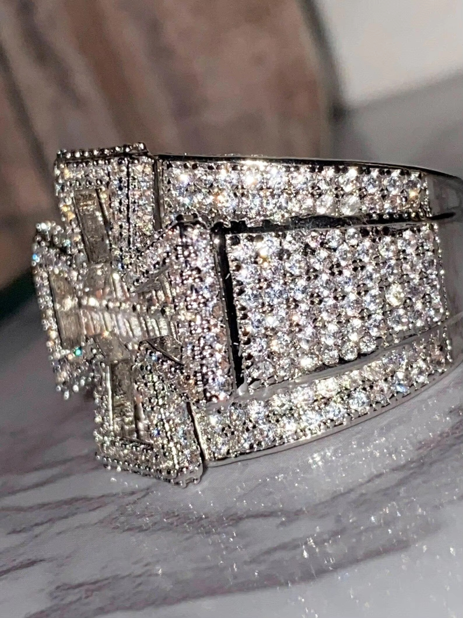Baguette Cross Mens Iced Out 5X Layered Diamond Moissanite Designer Big Rings for Wedding and Engagement Gifting Options
