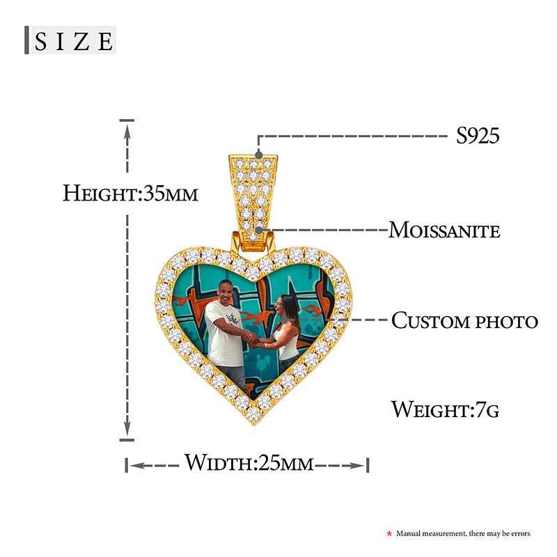 Fine Round Memory Medallions Moissanite Custom Photo Pendant Necklace For Men Hip Hop Jewelry Sterg Sier
