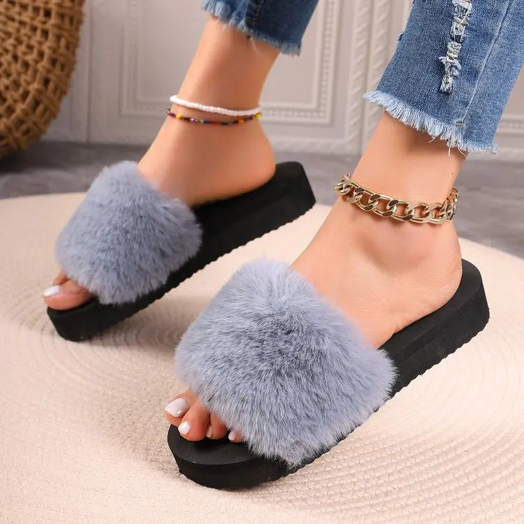 2024 Summer Comfort Platform Women Slipper Womens Fashion Trend Anti-slip Wear Comfortable Soft Sole Fluffy Flat Flip-flops 250314