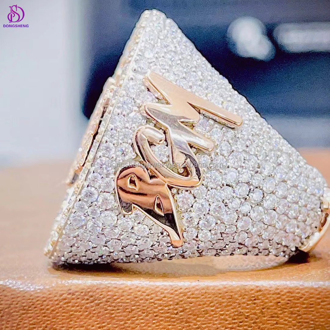 Rappers Fully Iced Hip Hop Championship Ring 3d Pattern 925 Silver Moissanite Diamond Mens Iced Out Ring