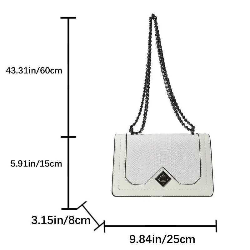 Womens Leather Shoulder Bag Chain Wallet - Fashion Cross Body Bag Retro Serpentine Bottom Bag Square Handbag Y250315