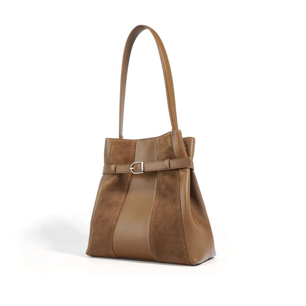 Slouchy Top Handle Tote Genuine Leather Retro Shoulder Travel Handbag Bag Brown Suede Bags For Women