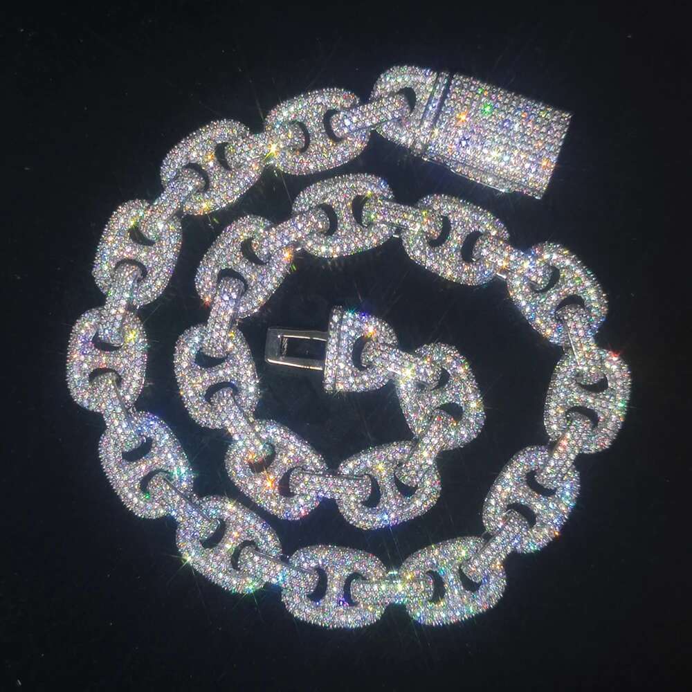 16mm Full Pave Shiny Zircon Miami Iced Out Pig Nose Chunky Cuban k Choker Hip Hop Fashion Necklace Drop Shipping